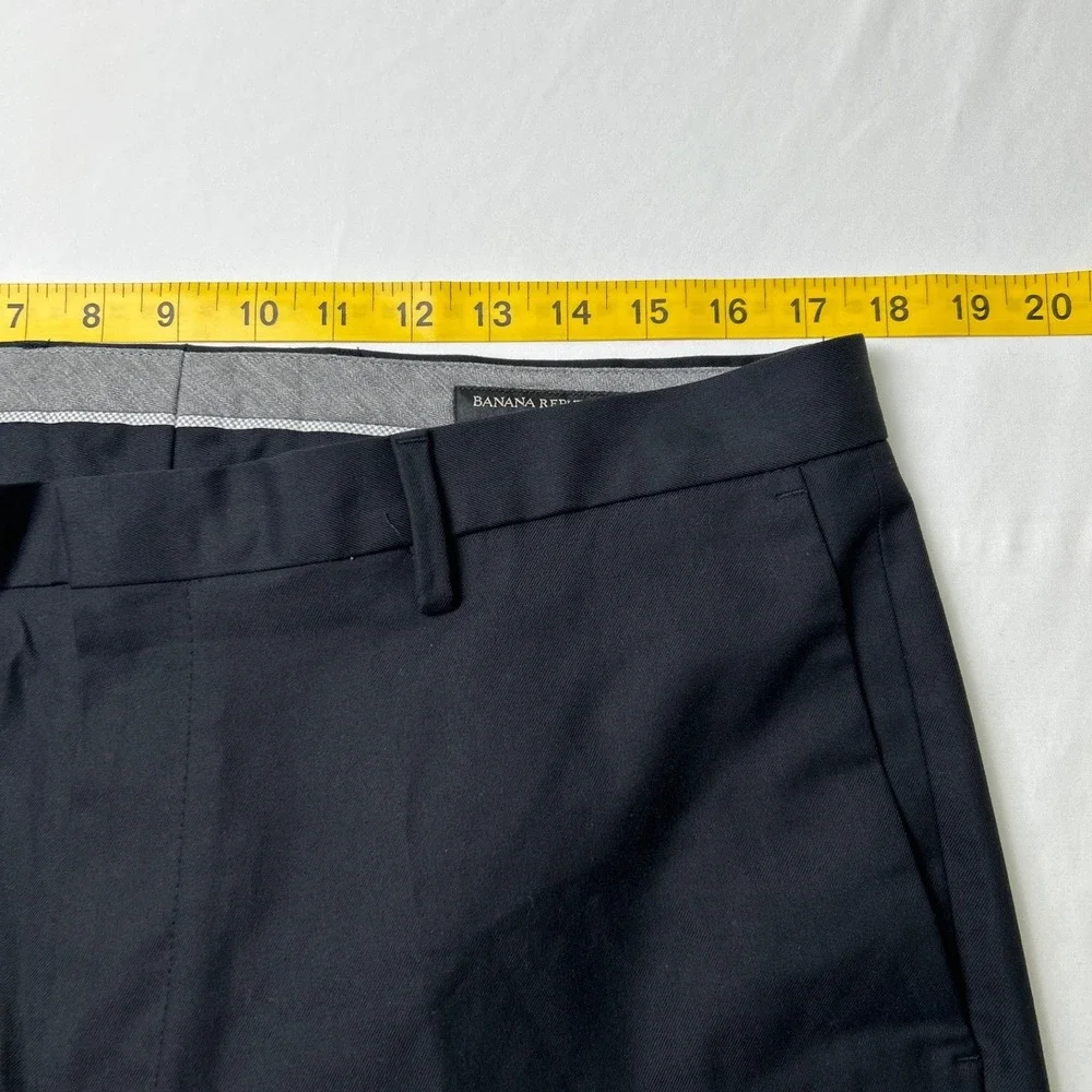 Banana Republic Men Slim Fit Non-Iron Stretch Cotton Dress Pant Size 35x32 Black